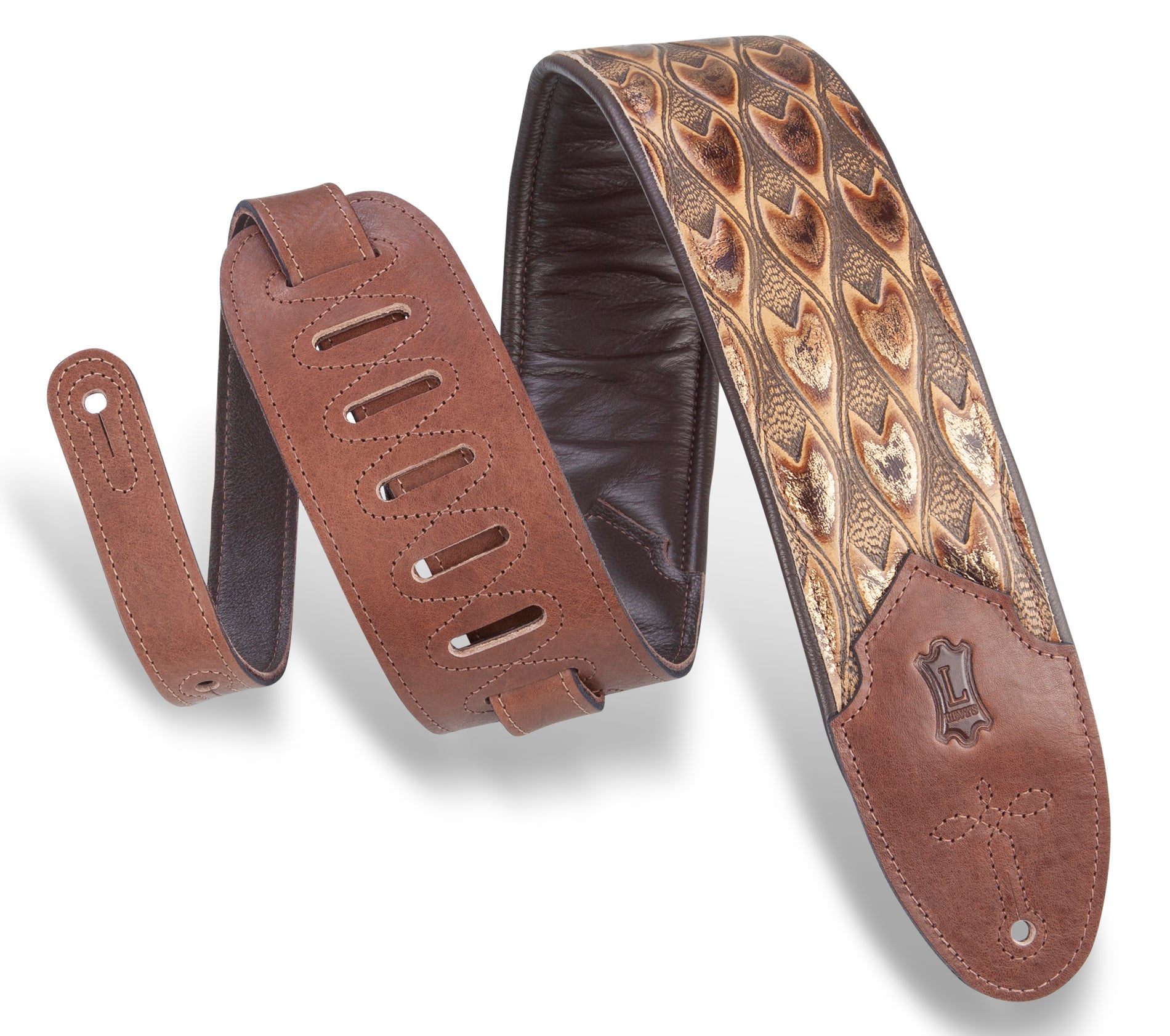 LEVY'S WESTERN Sundance Line Arrowhead Bronze Guitar Strap – M4WP-005