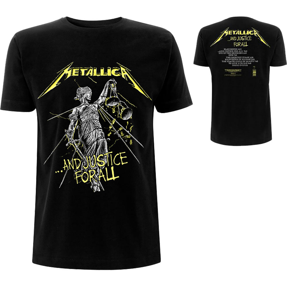 METALLICA UNISEX T-SHIRT: AND JUSTICE FOR ALL TRACKS (BACK PRINT)