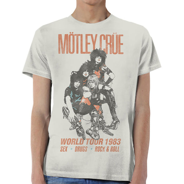 MOTLEY CRUE UNISEX T-SHIRT: WORLD TOUR VINTAGE