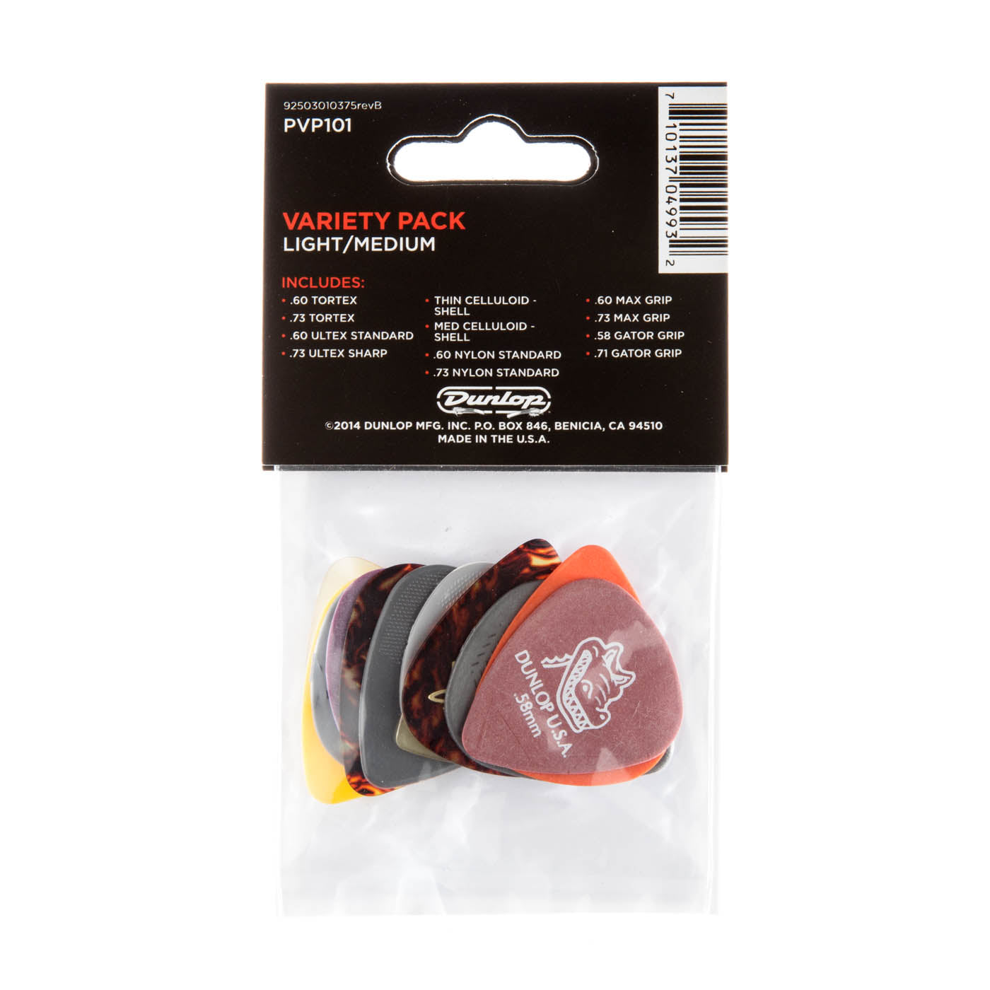 Dunlop Guitar Pick Variety Pack light/Med (12/pack)