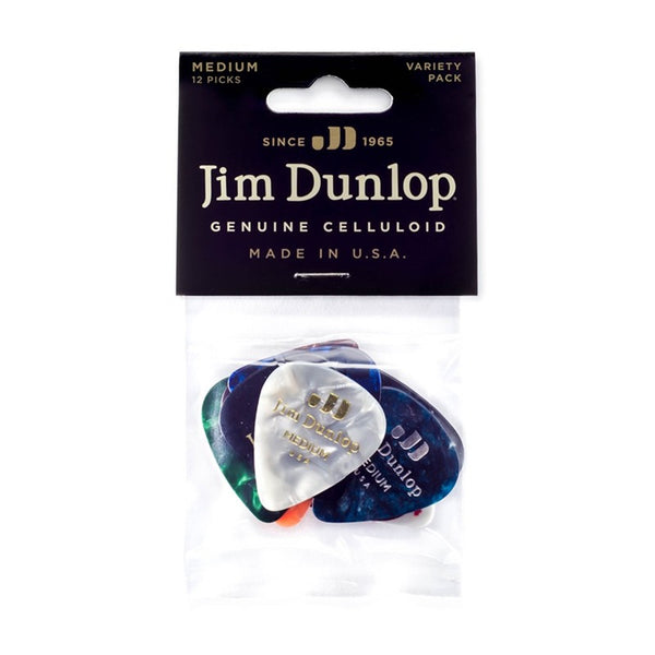 Dunlop Celluloid Guitar Pick Variety Pack - Medium, 12 Pack