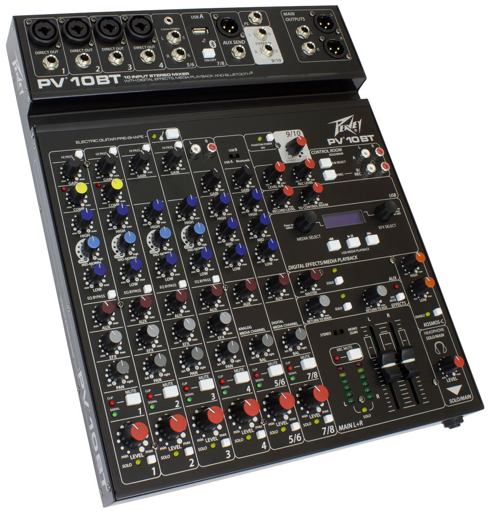 Peavey PV 10 BT 120US 10 Channel Mixer with Digital Effects and Bluetooth