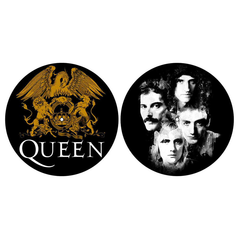 QUEEN TURNTABLE SLIPMAT SET: CREST & FACES (RETAIL PACK)