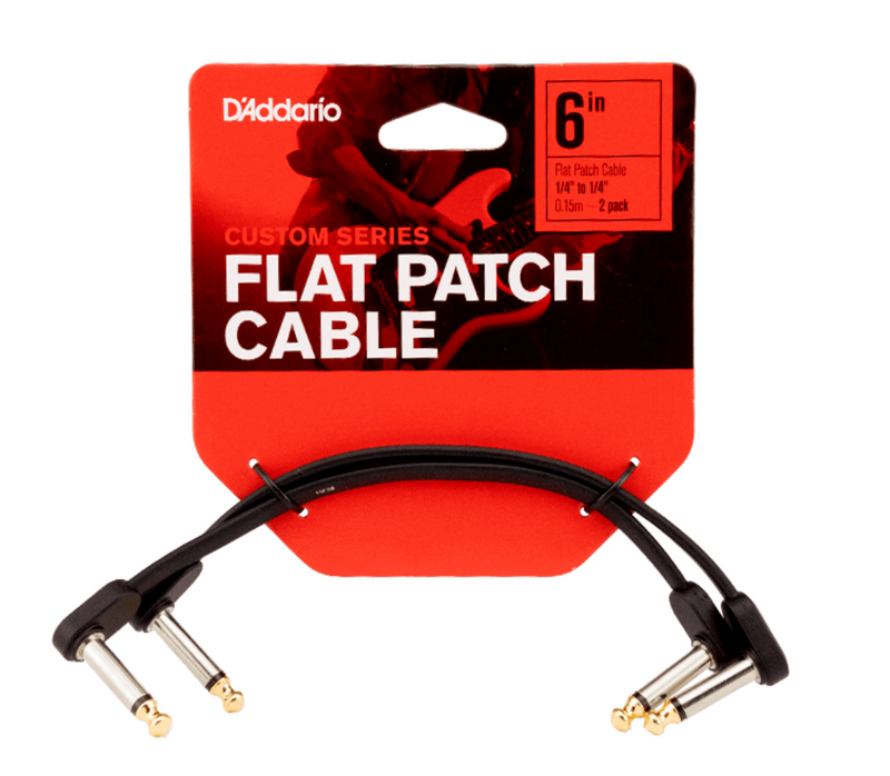 D'Addario Flat Patch Cables Matching Right-Angle, 6 inches