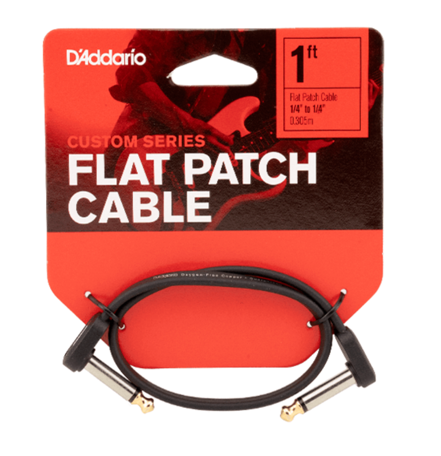 D'Addario Flat Patch Cables Matching Right-Angle, 1ft