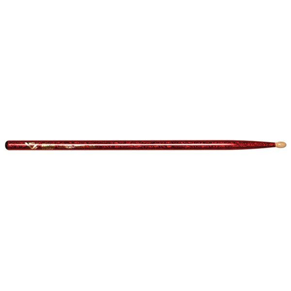 Vater Percussion Color Wrap Hickory Drumsticks - Red Sparkle- 5A - Wood Tip