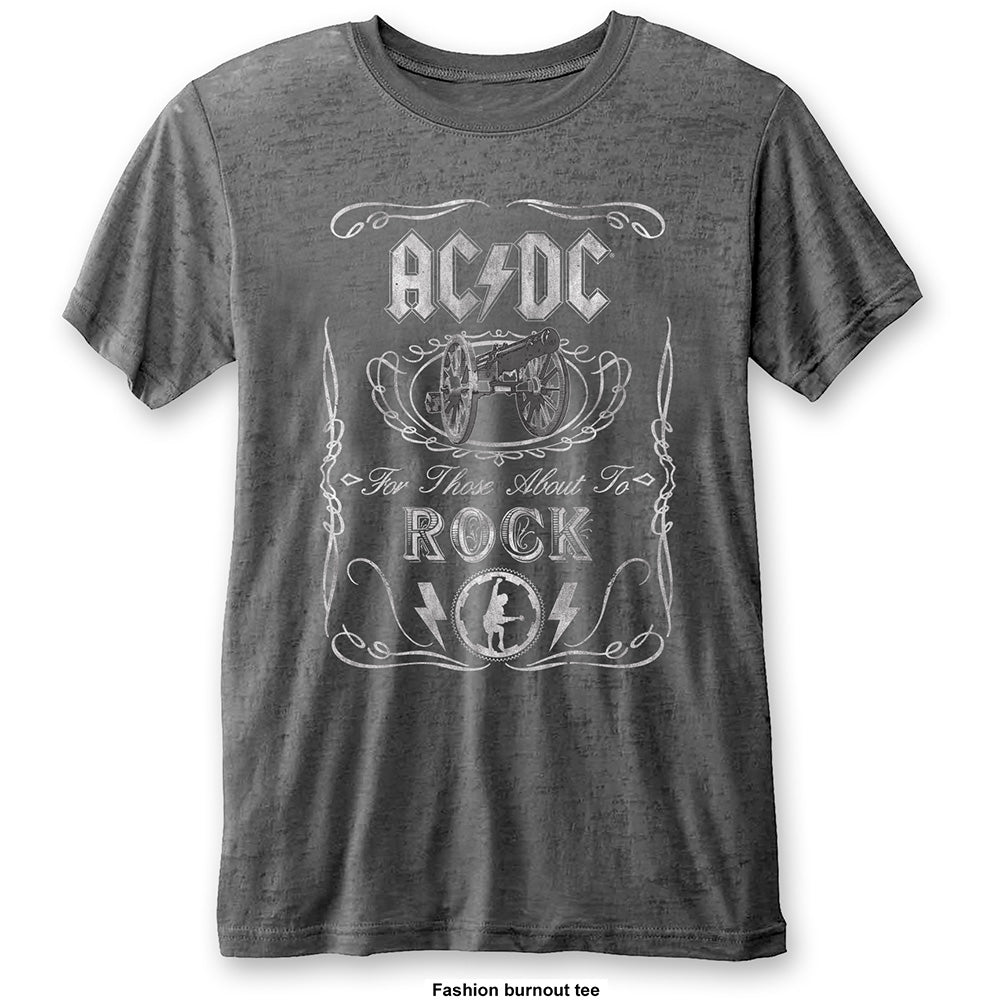 AC/DC UNISEX FASHION TEE: CANNON SWIG (BURN OUT) by Rock Off Trade