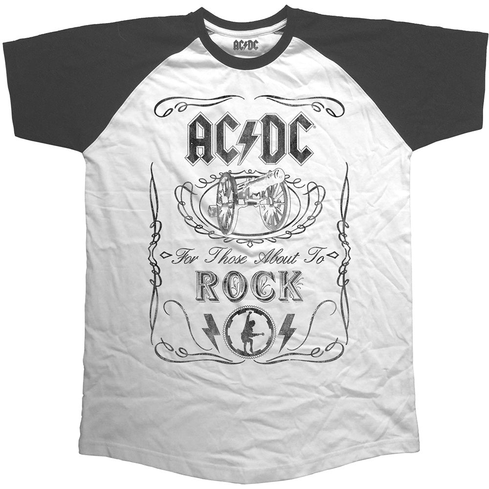 AC/DC UNISEX RAGLAN TEE: CANNON SWIG VINTAGE by Rock Off Trade