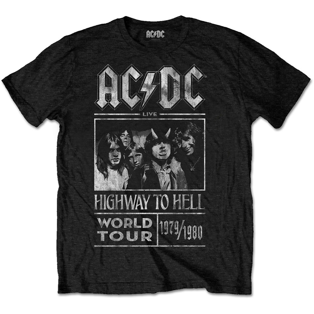 AC/DC UNISEX TEE: HIGHWAY TO HELL WORLD TOUR 1979/1980 by Rock Off Trade