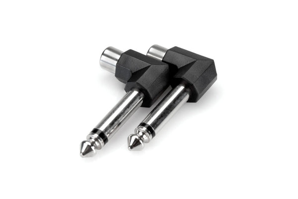 Right-angle Adaptors, RCA to 1/4 in TS, 2 pc