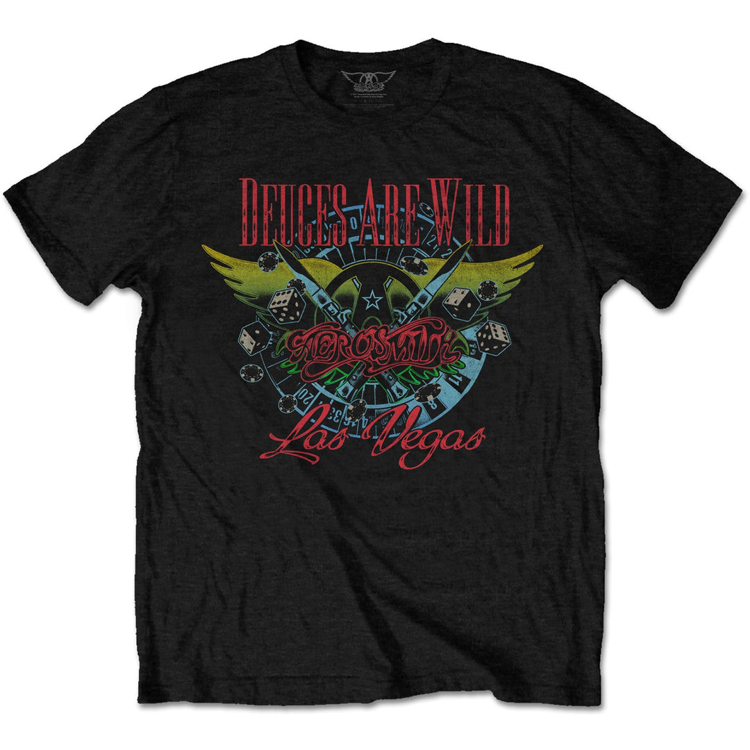 AEROSMITH UNISEX T - SHIRT: DEUCES ARE WILD, VEGAS by Rock Off Trade