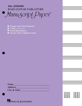 BASS GUITAR TABLATURE MANUSCRIPT PAPER (PURPLE COVER) by Hal Leonard