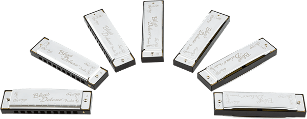 Blues Deluxe Harmonica, Pack of 7, with Case by Fender
