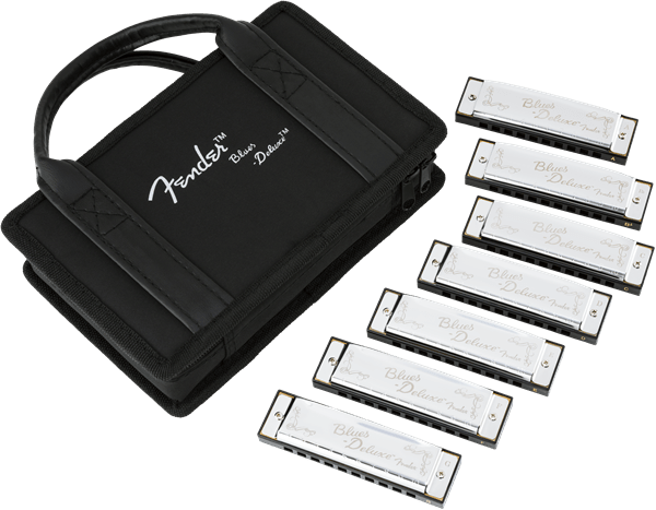 Blues Deluxe Harmonica, Pack of 7, with Case by Fender