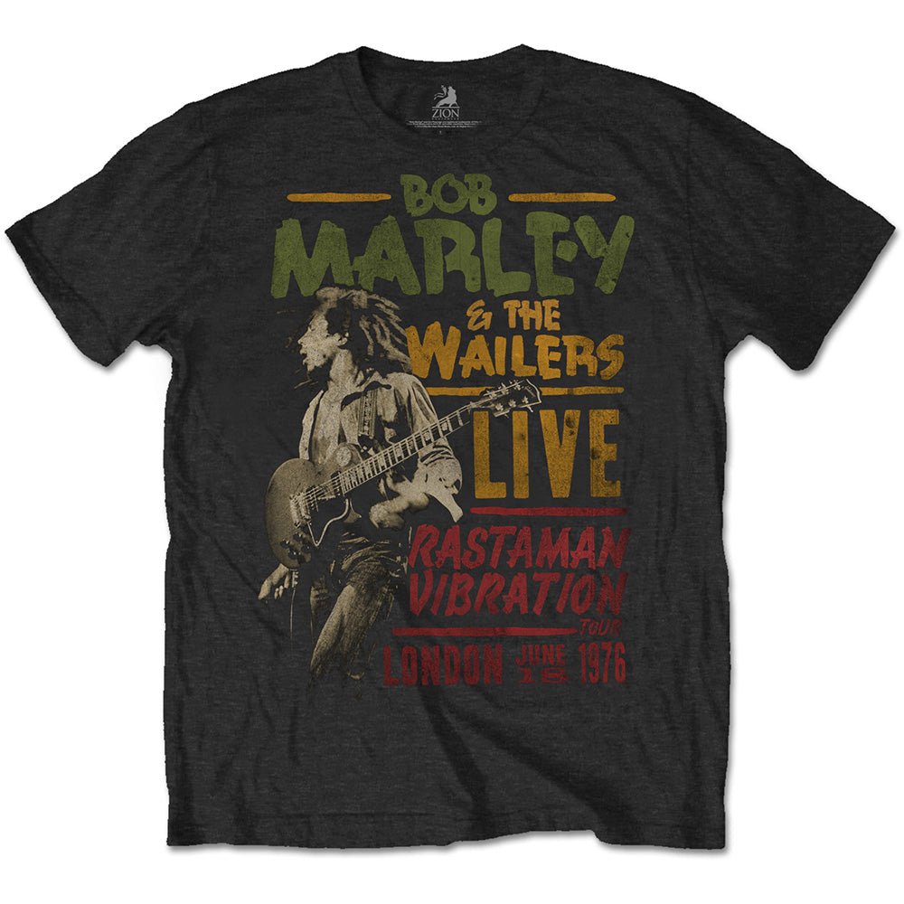 BOB MARLEY UNISEX TEE: RASTAMAN VIBRATION TOUR 1976 by Rock Off Trade