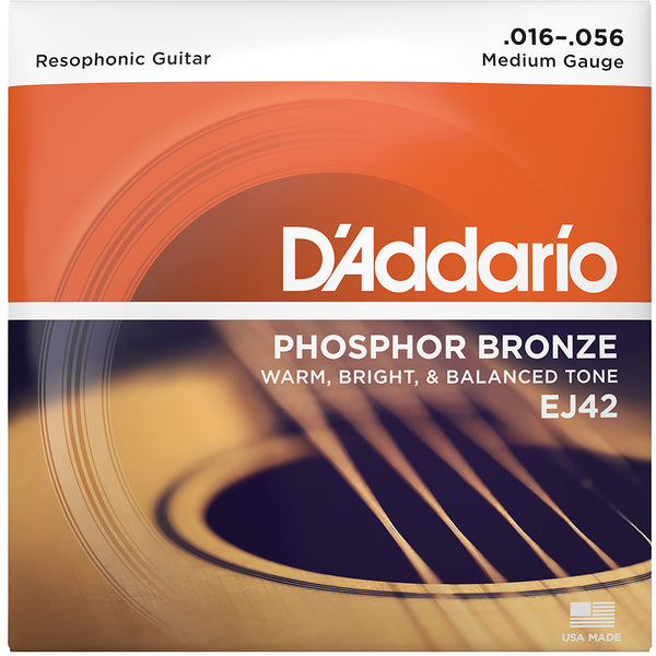 D'Addario Phosphor Bronze Resophonic Set, Medium 16-56