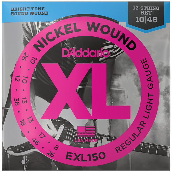 D-Addario EXL150 Nickel Wound 12-String Electric Guitar Strings, Regular Light 10-46
