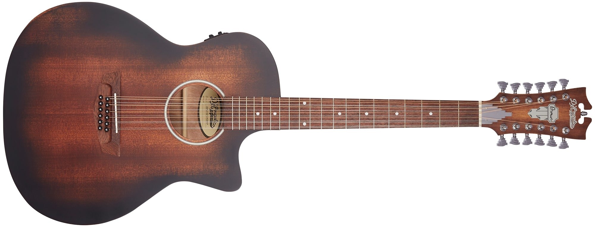 D'Angelico Premier Fulton LS 12 String Acoustic / Electric Guitar, Aged Mahogany by B&J