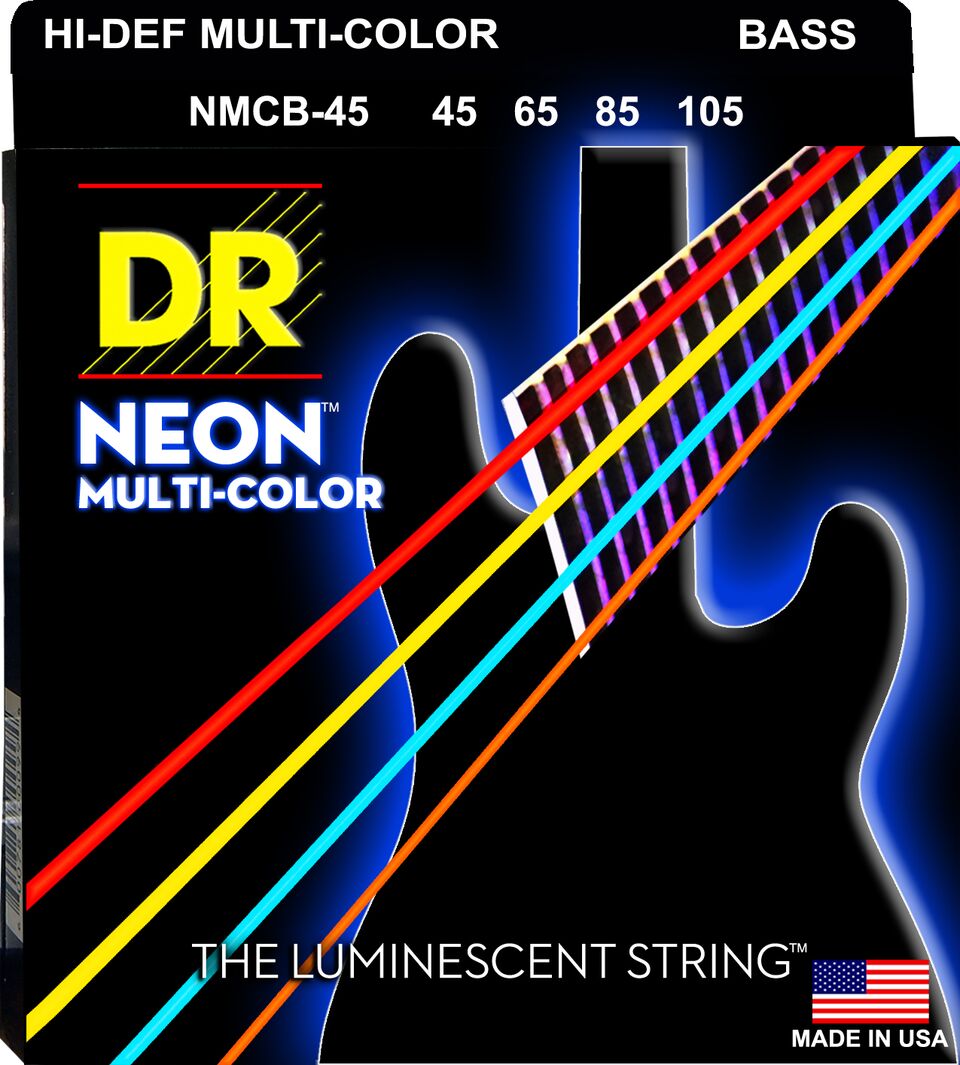 DR Strings Multi - Color Bass Strings, Medium 45 - 105 by B&J