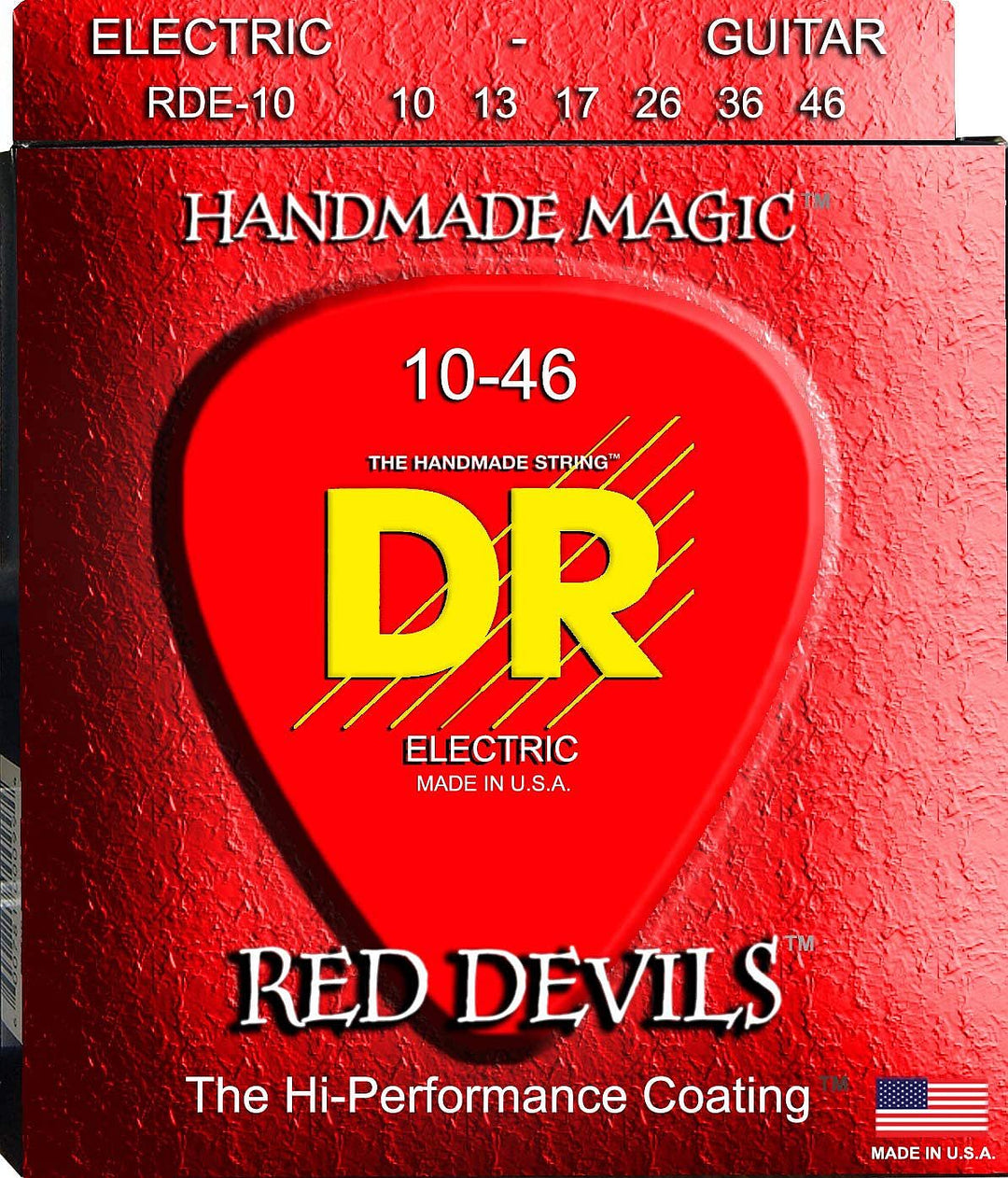 DR Strings RDE - 10 RED DEVILS RED Colored Medium Electric Guitar Strings, 10 - 46 by B&J