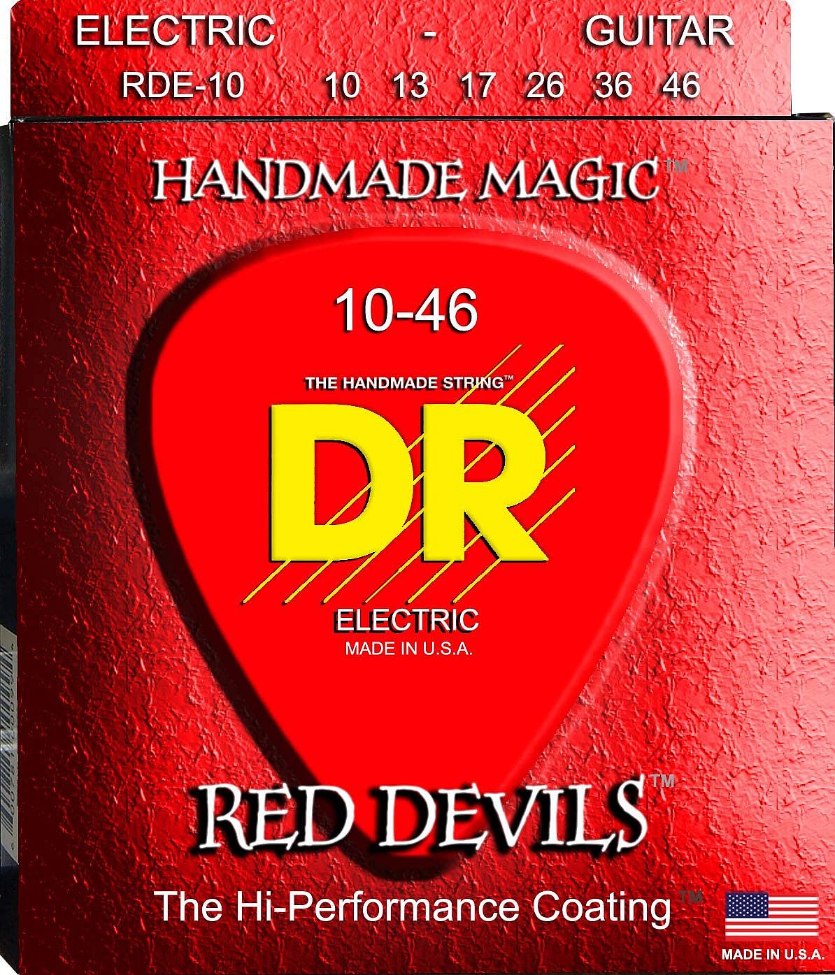 DR Strings RDE - 10 RED DEVILS RED Colored Medium Electric Guitar Strings, 10 - 46 by B&J