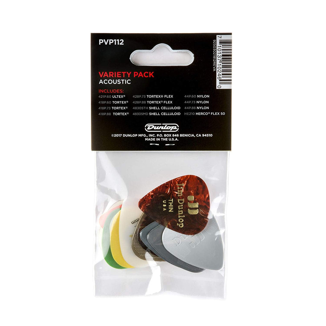 Dunlop Acoustic Guitar Pick Variety Pack (12/pack) by Coast Music