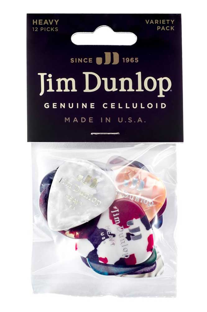 Dunlop Celluloid Guitar Pick Variety Pack - Heavy, 12 Pack by Coast Music