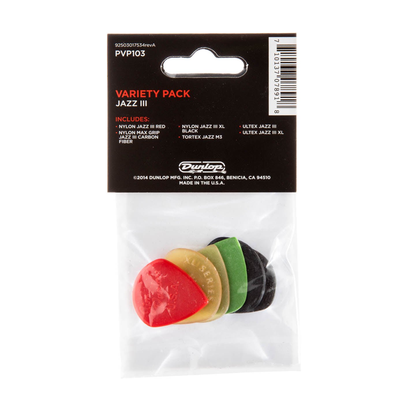 Dunlop Jazz III Pick Variery Pack (6/pack) by Coast Music