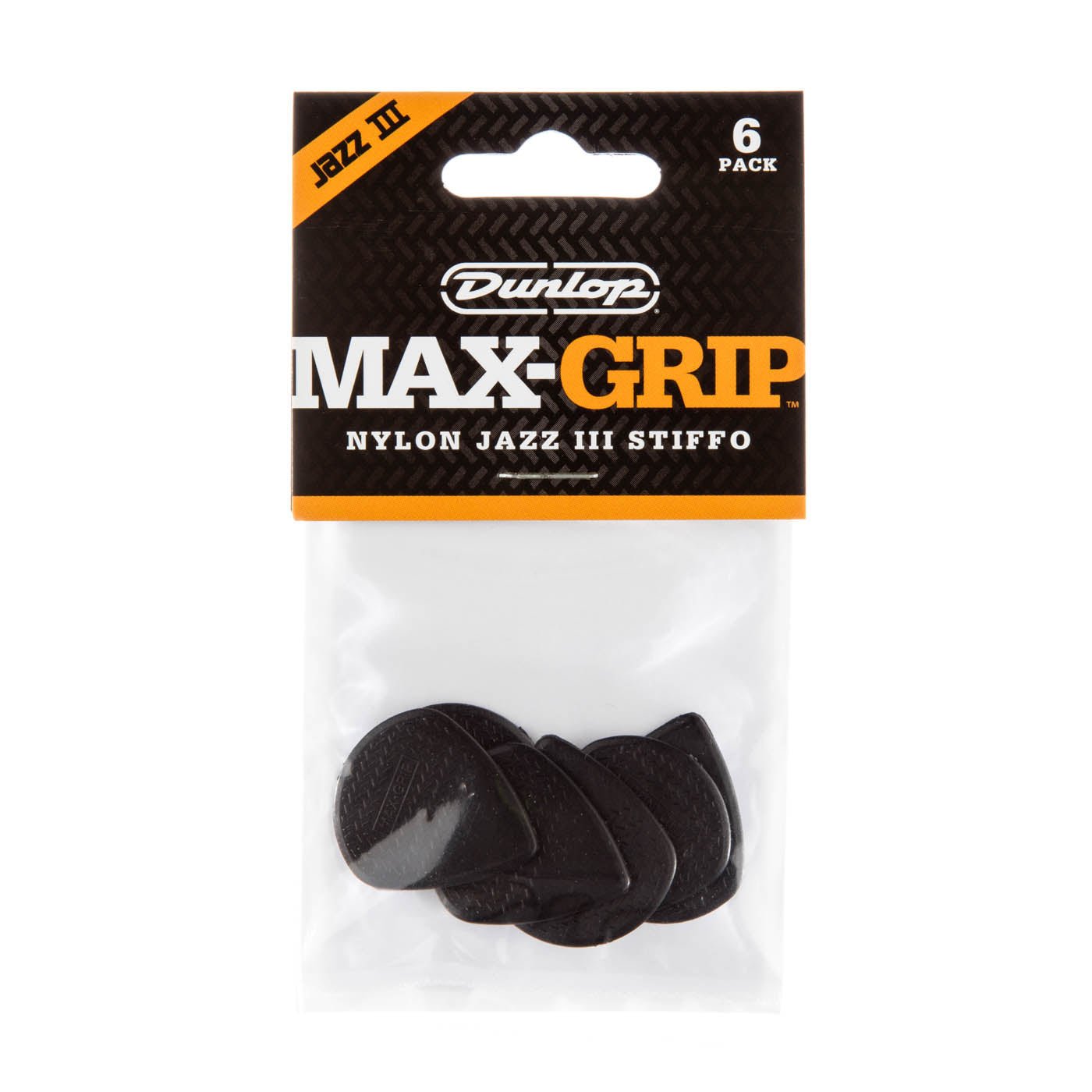 Dunlop Max - grip® Jazz III Nylon Guitar Pick (6/pack) by Coast Music