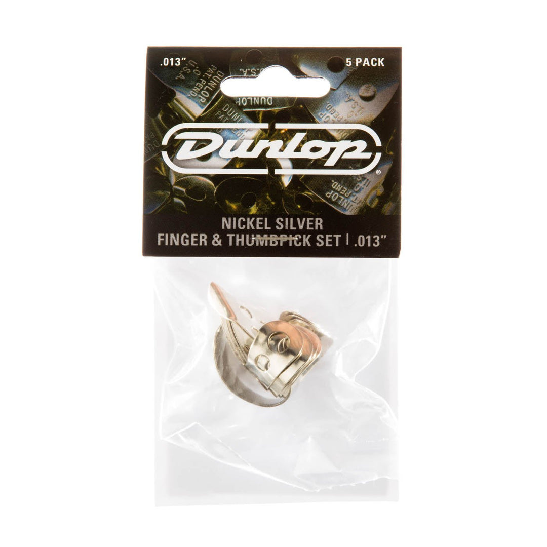 Dunlop Nickel Silver Finger & Thumbpicks .015" (5 - Pack) by Coast Music