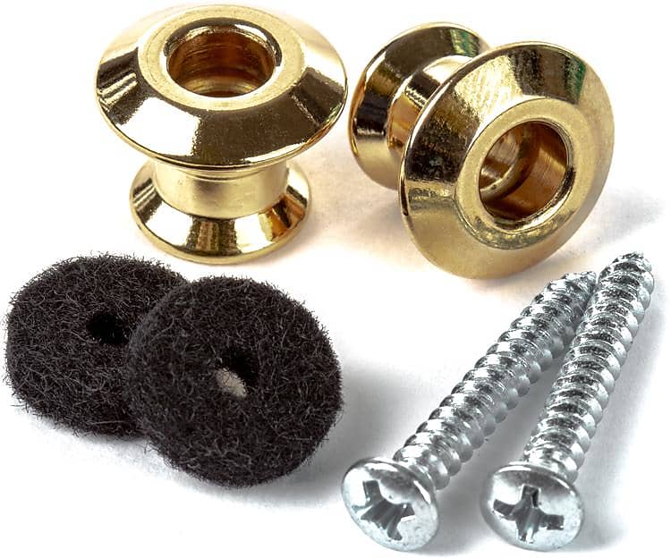 Dunlop Straplok Dual Design Strap Button Set, Gold by Coast Music
