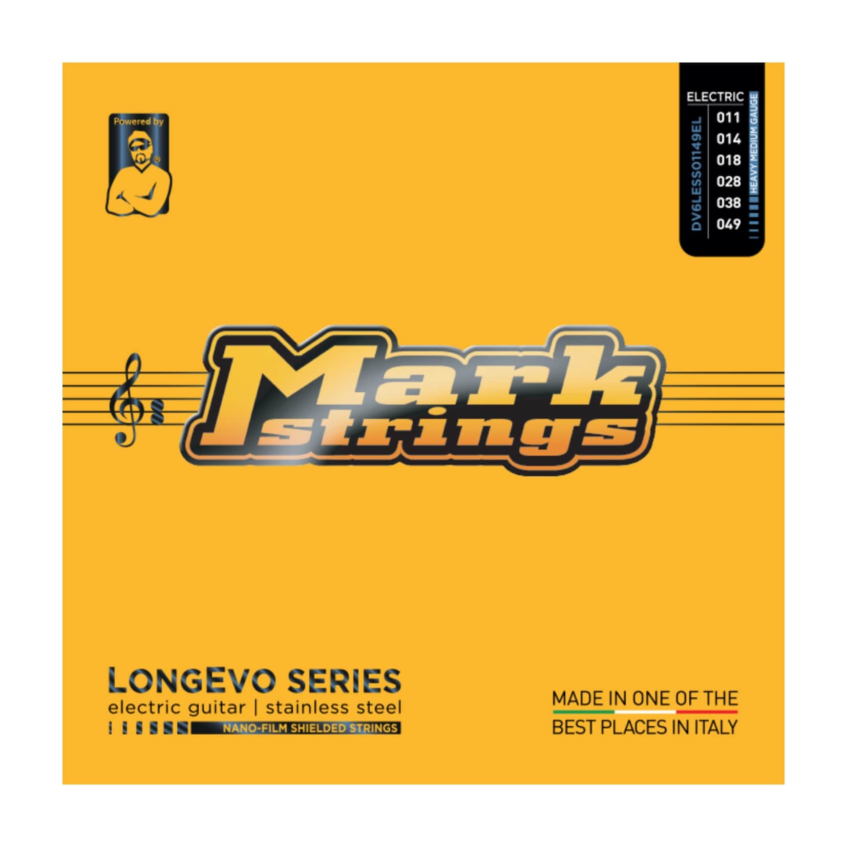 DV Mark Stainless Steel Nanofilm Shielded Electric Guitar Strings, Medium Heavy (11 - 49) by Erikson Music