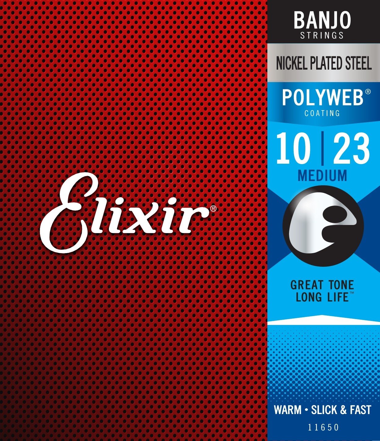 ELIXIR Polyweb Coated Loop End Banjo Strings 11650, Medium 10 - 23 by Coast Music