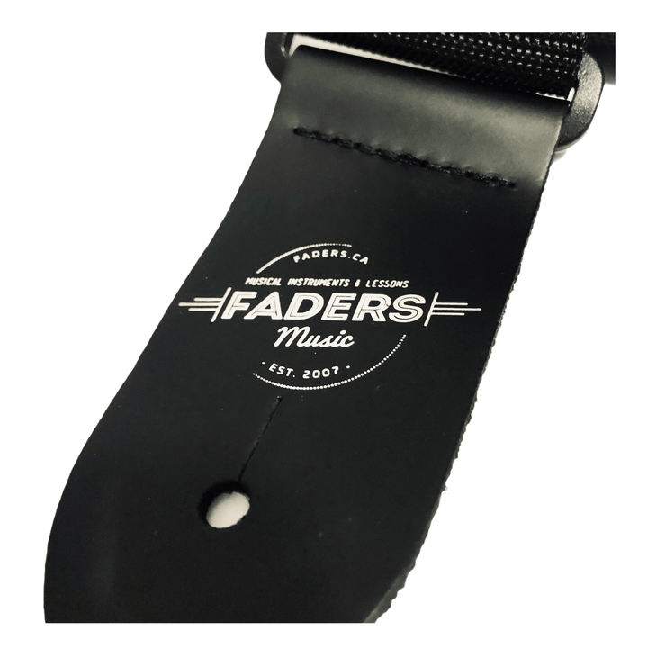 Faders Music Logo Guitar Strap - Black by Perri's Leathers