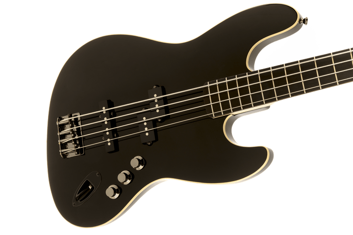 Fender Aerodyne® Jazz Bass®, Rosewood Stained Fingerboard, Black, No Pickguard by FMIC