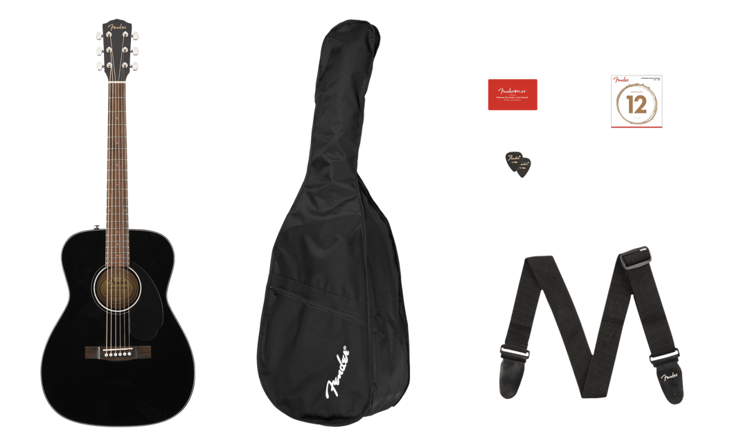 Fender CC - 60S Concert Acoustic Guitar Pack, Black by FMIC