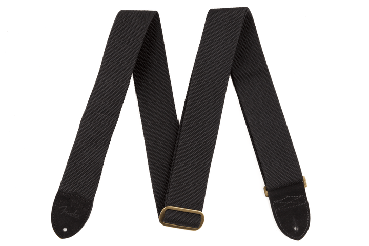 Fender® Cotton/Leather Strap, Black by FMIC