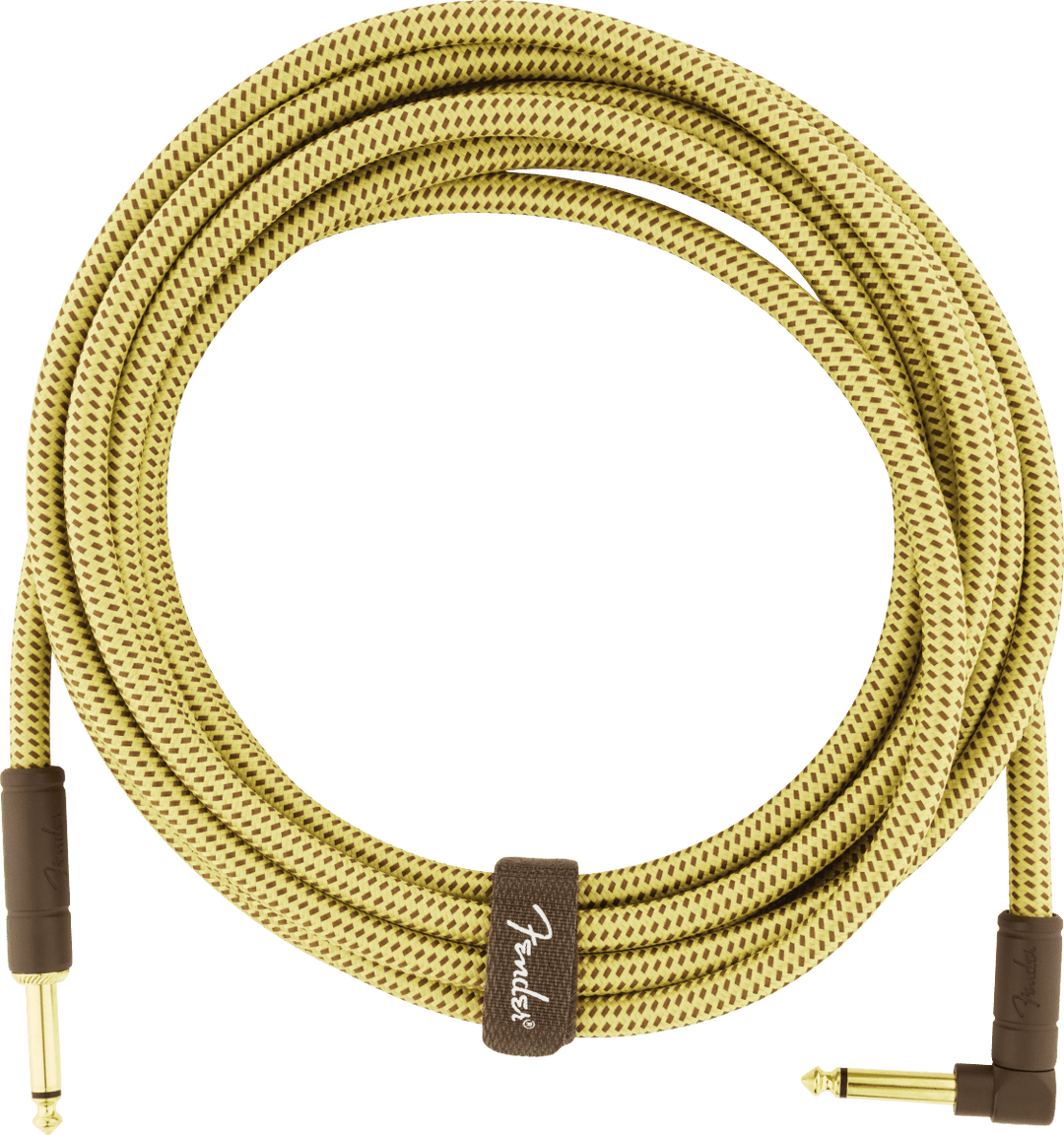 Fender Deluxe Series Instrument Cable, Straight/Angle, 15', Tweed by FMIC