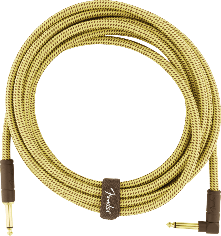 Fender Deluxe Series Instrument Cable, Straight/Angle, 15', Tweed by FMIC