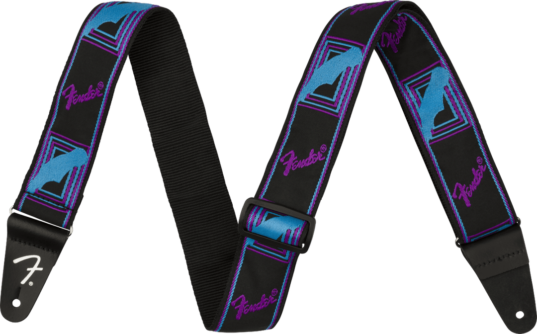 Fender Neon Monogrammed Strap, Blue and Purple, 2" by FMIC