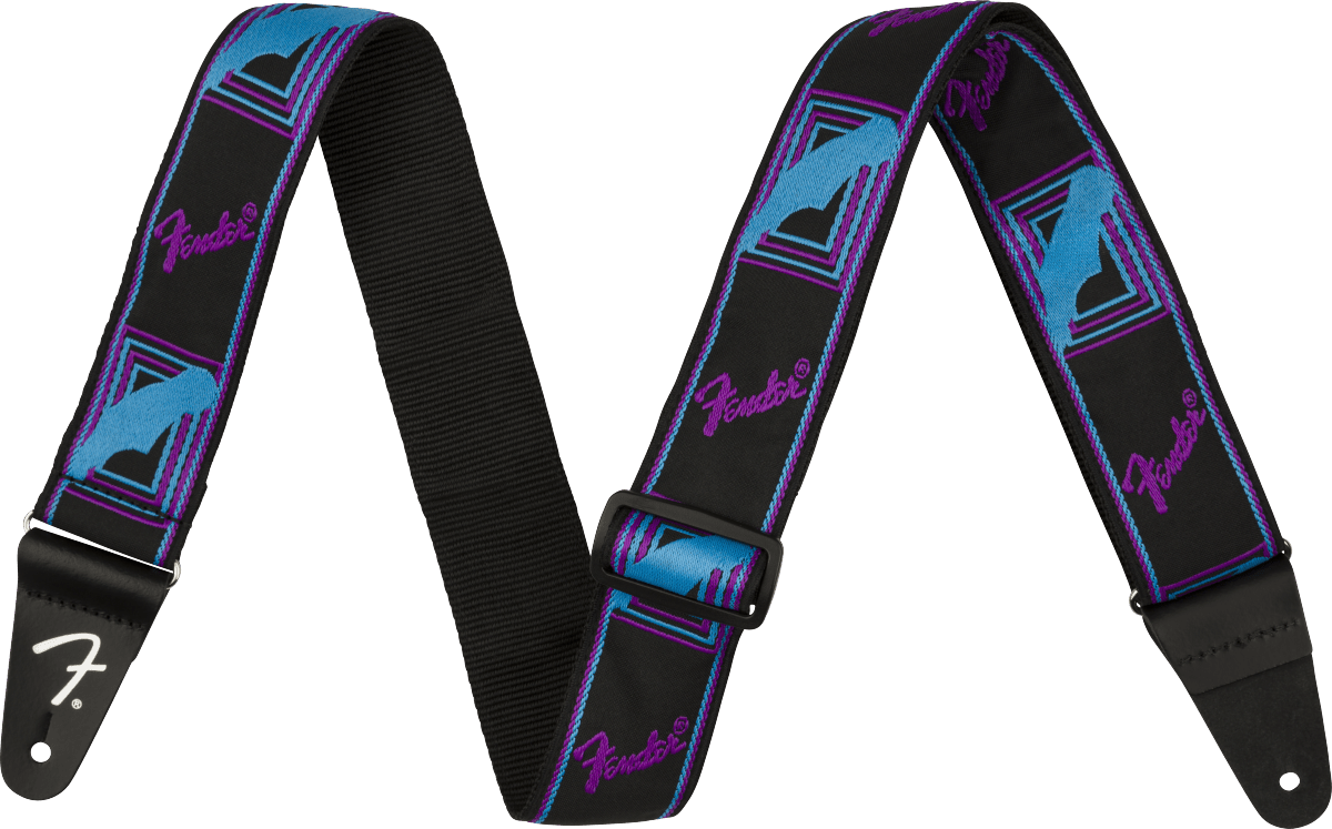 Fender Neon Monogrammed Strap, Blue and Purple, 2" by FMIC