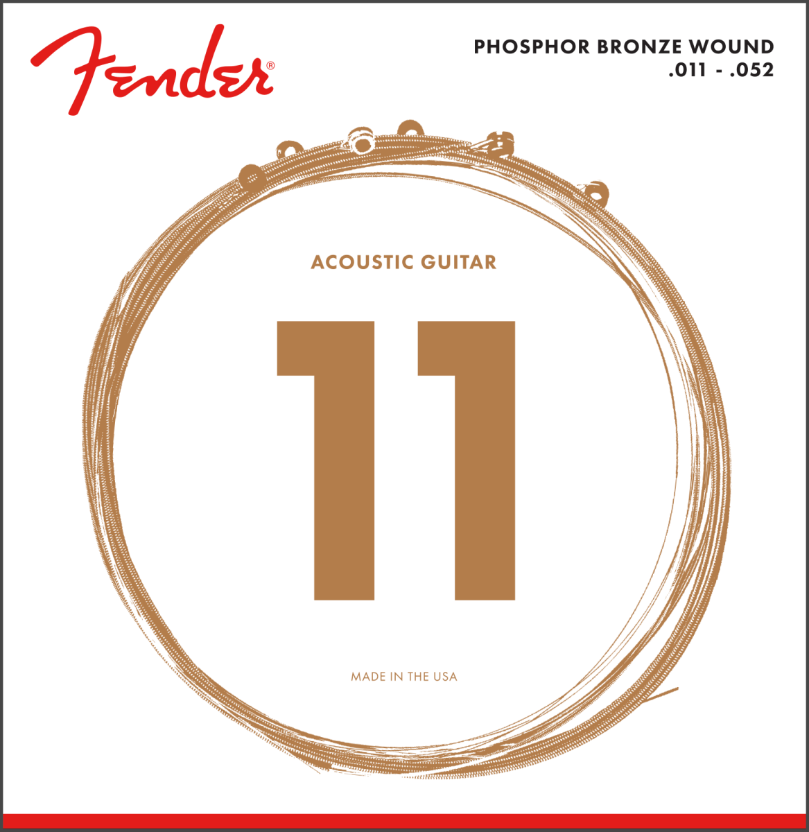 Fender Phosphor Bronze Acoustic Guitar Strings, Ball End, 60L by FMIC