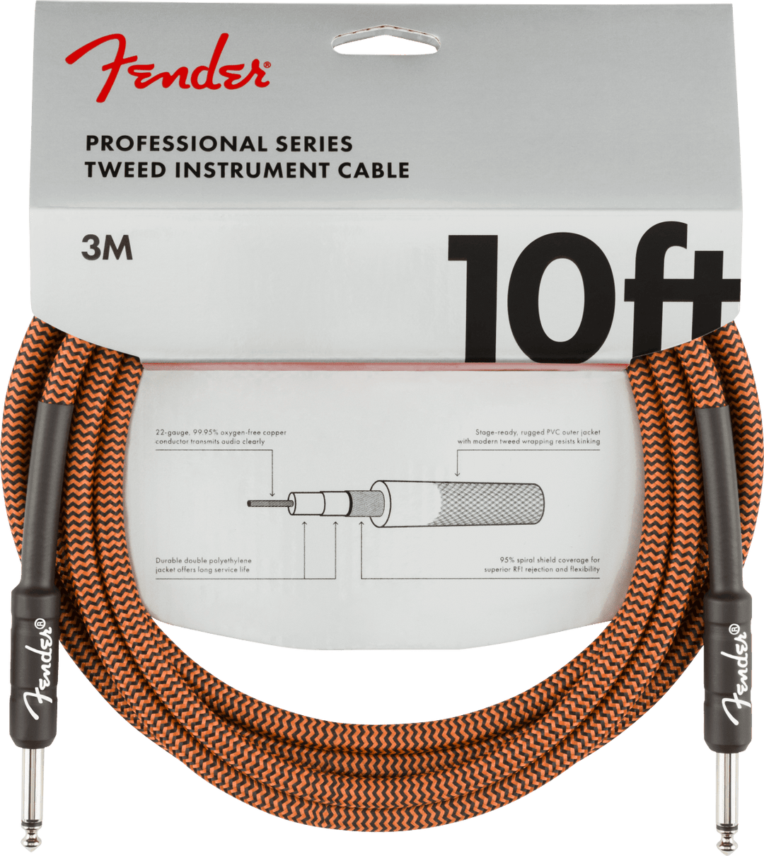 Fender Professional 10' Instrument Cable, Orange/Black Limited - Edition by FMIC