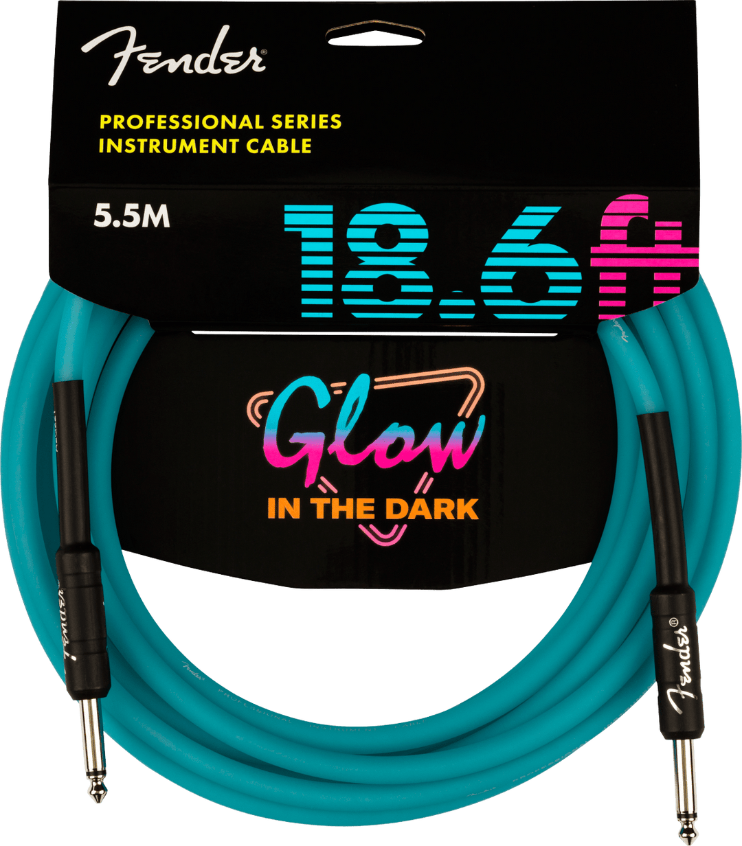 Fender Professional Glow in the Dark Cable, Blue, 18.6' by FMIC