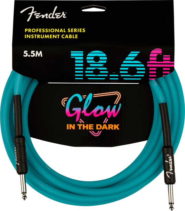 Fender Professional Glow in the Dark Cable, Blue, 18.6' by FMIC