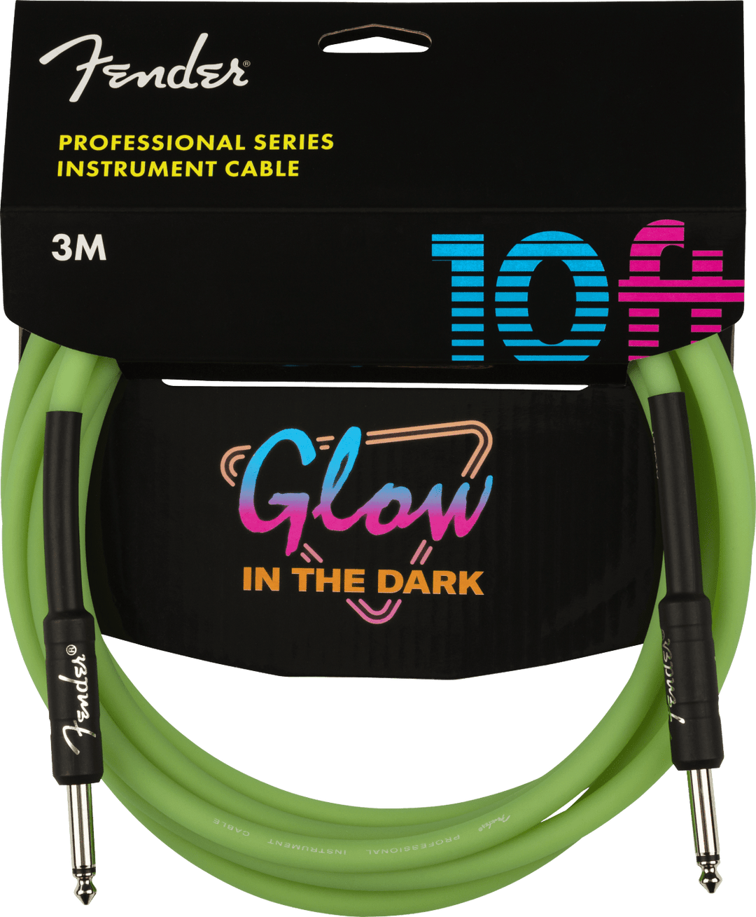 Fender Professional Glow in the Dark Cable, Green, 10' by FMIC