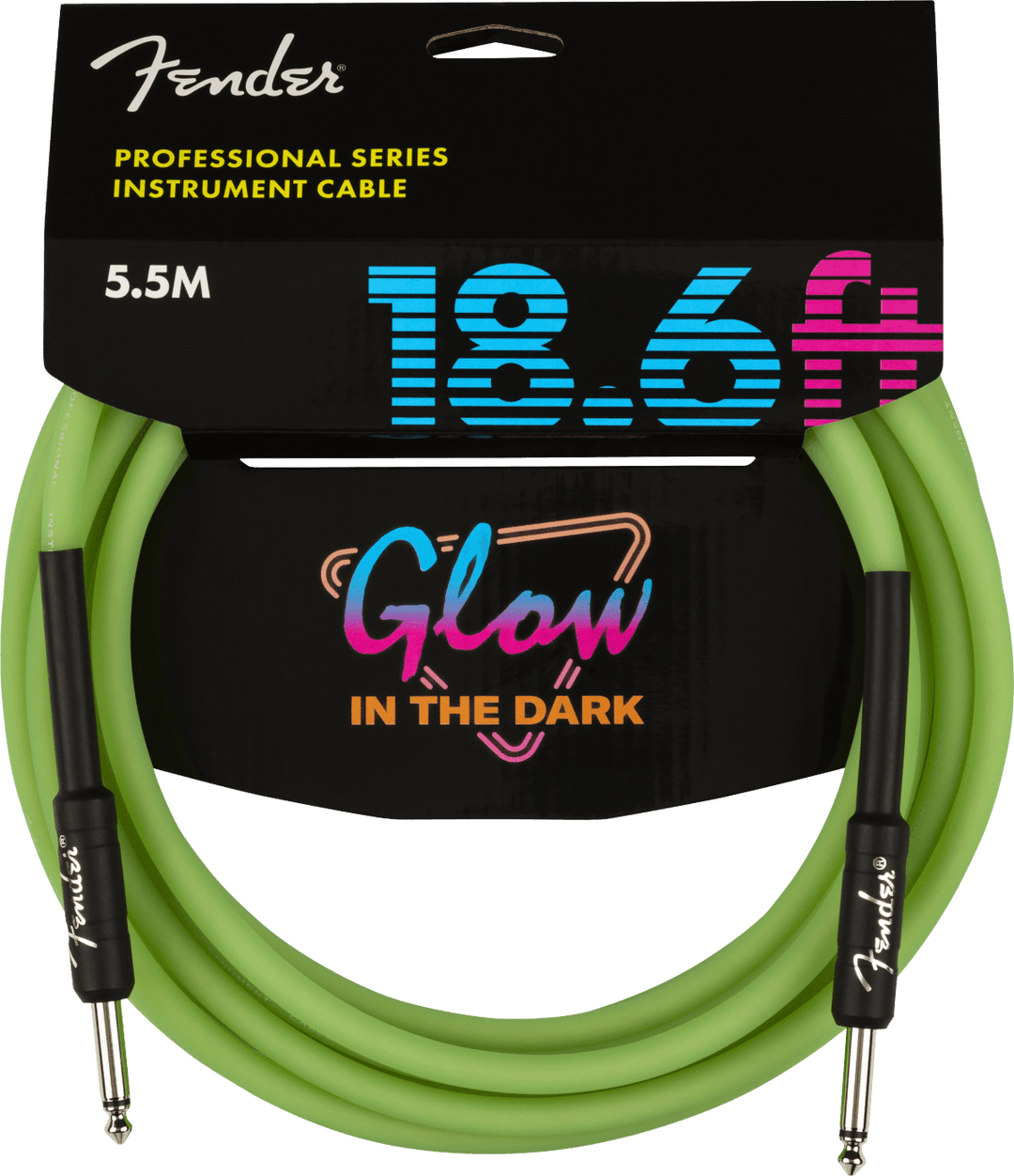 Fender Professional Glow in the Dark Cable, Green, 18.6' by FMIC
