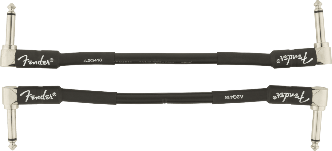 Fender Professional Series Instrument Cable 2 - Pack, Angle/Angle, 6", Black by FMIC