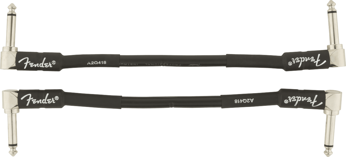 Fender Professional Series Instrument Cable 2 - Pack, Angle/Angle, 6", Black by FMIC