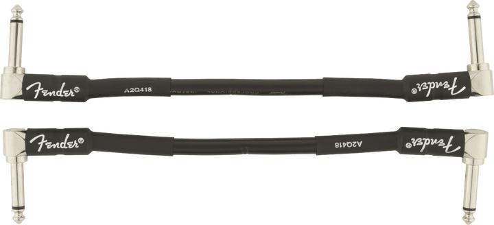 Fender Professional Series Instrument Cable 2 - Pack, Angle/Angle, 6", Black by FMIC
